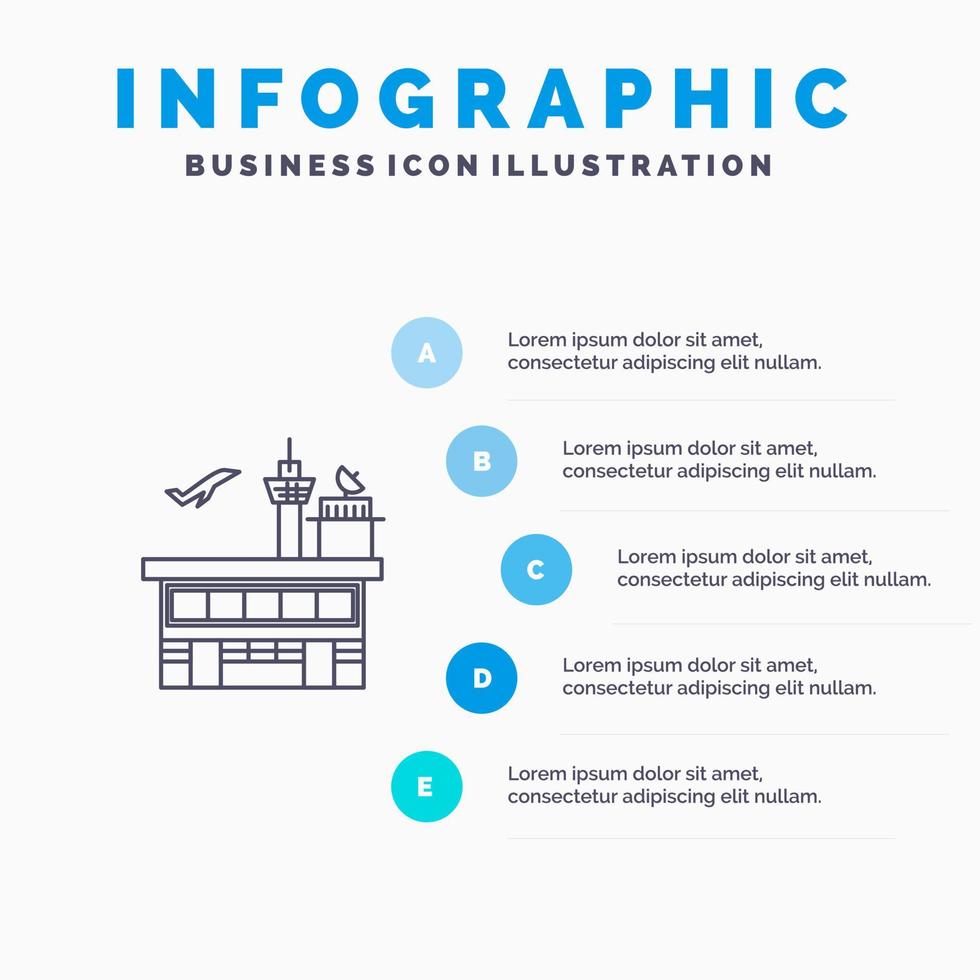 Airport Conveyance Shipping Transit Transport Transportation Line icon with 5 steps presentation infographics Background vector