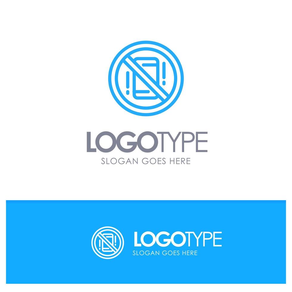 Avoid Distractions Mobile Off Phone Blue outLine Logo with place for tagline vector