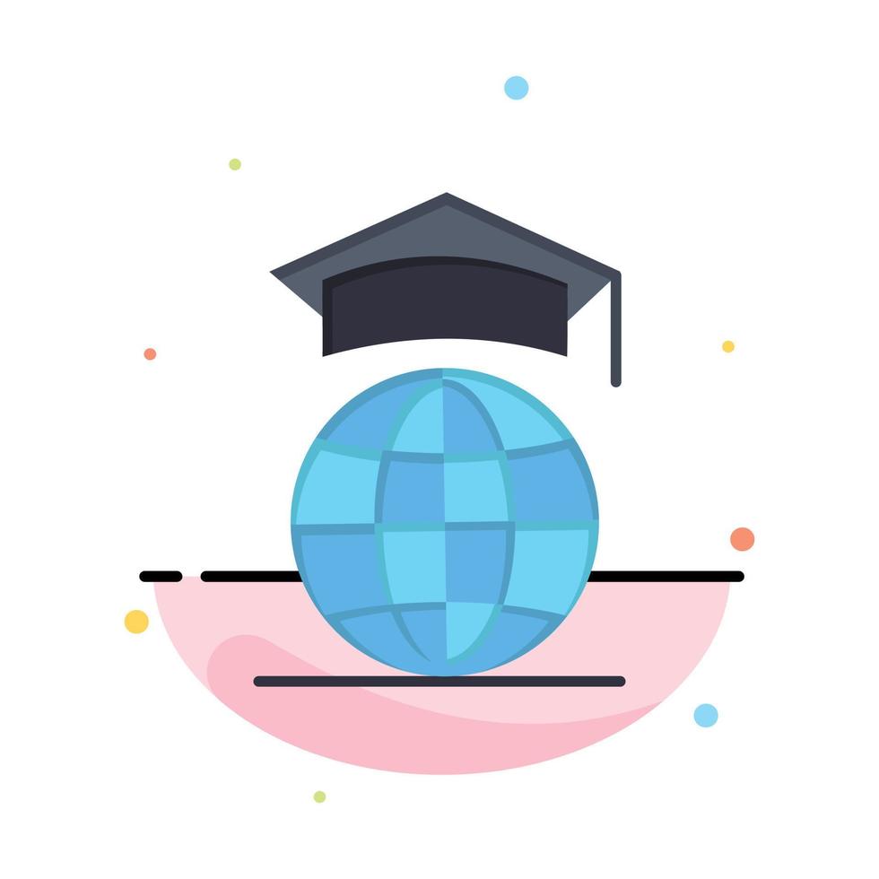 Globe Internet Online Graduation Abstract Flat Color Icon Template vector