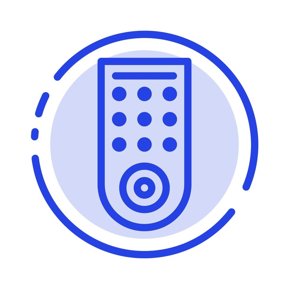 Control Remote TV Blue Dotted Line Line Icon vector