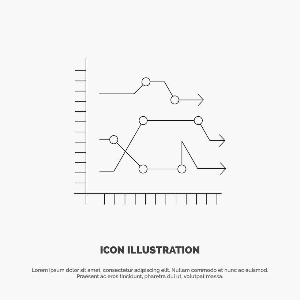 Analytics Business Chart Diagram Graph Trends Line Icon Vector