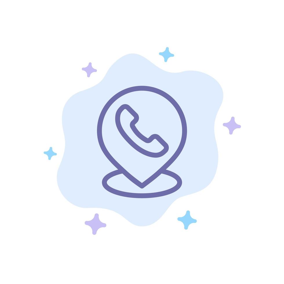 Telephone Phone Map Location Blue Icon on Abstract Cloud Background vector