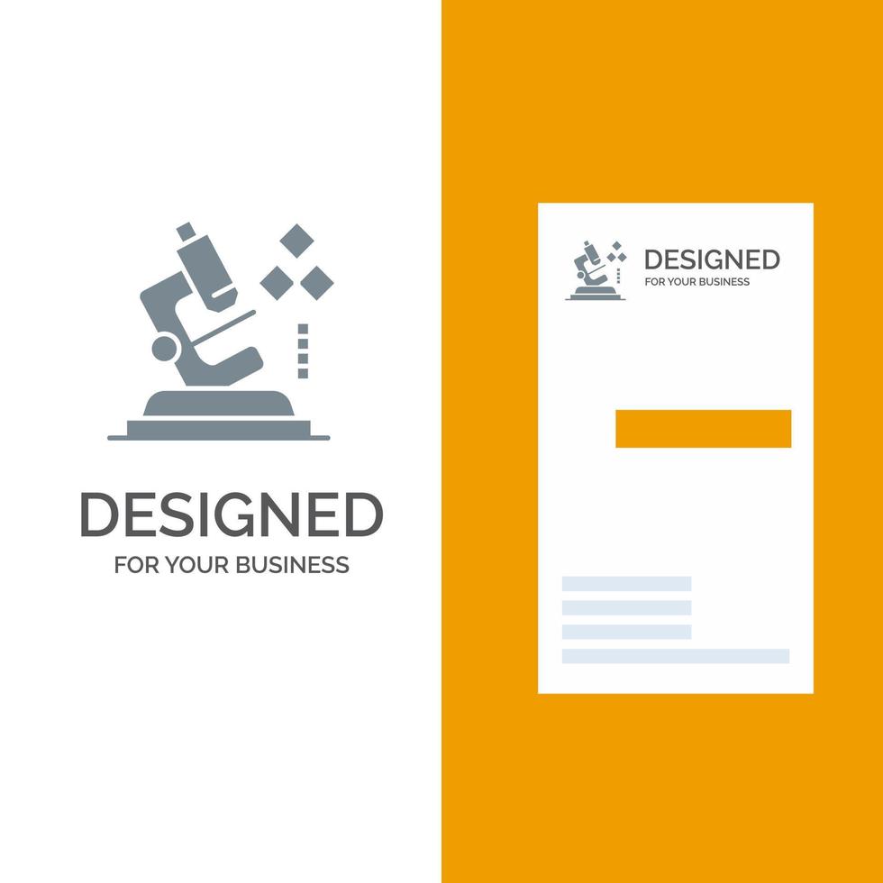 Microscope Science Lab Medical Grey Logo Design and Business Card Template vector