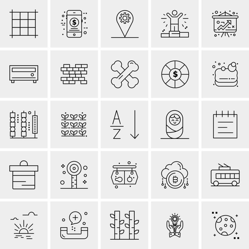 25 iconos de negocios universales vector ilustración de icono creativo para usar en proyectos relacionados con la web y dispositivos móviles