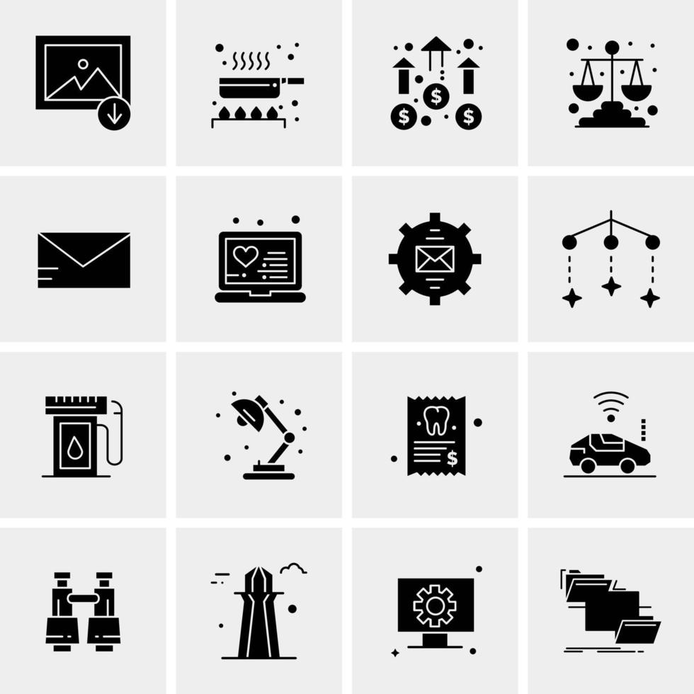 16 iconos de negocios universales vector ilustración de icono creativo para usar en proyectos relacionados con la web y dispositivos móviles