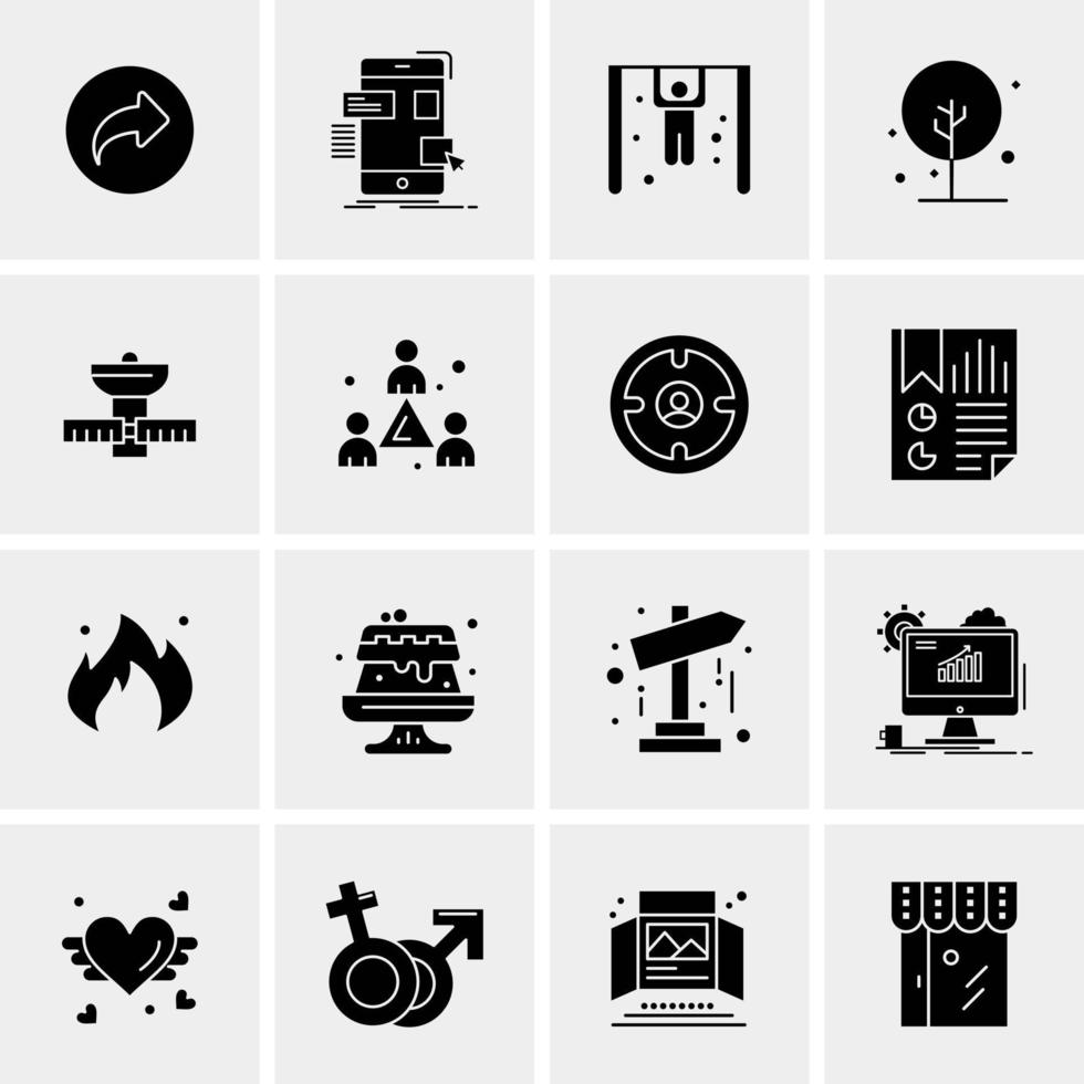 16 iconos de negocios universales vector ilustración de icono creativo para usar en proyectos relacionados con la web y dispositivos móviles