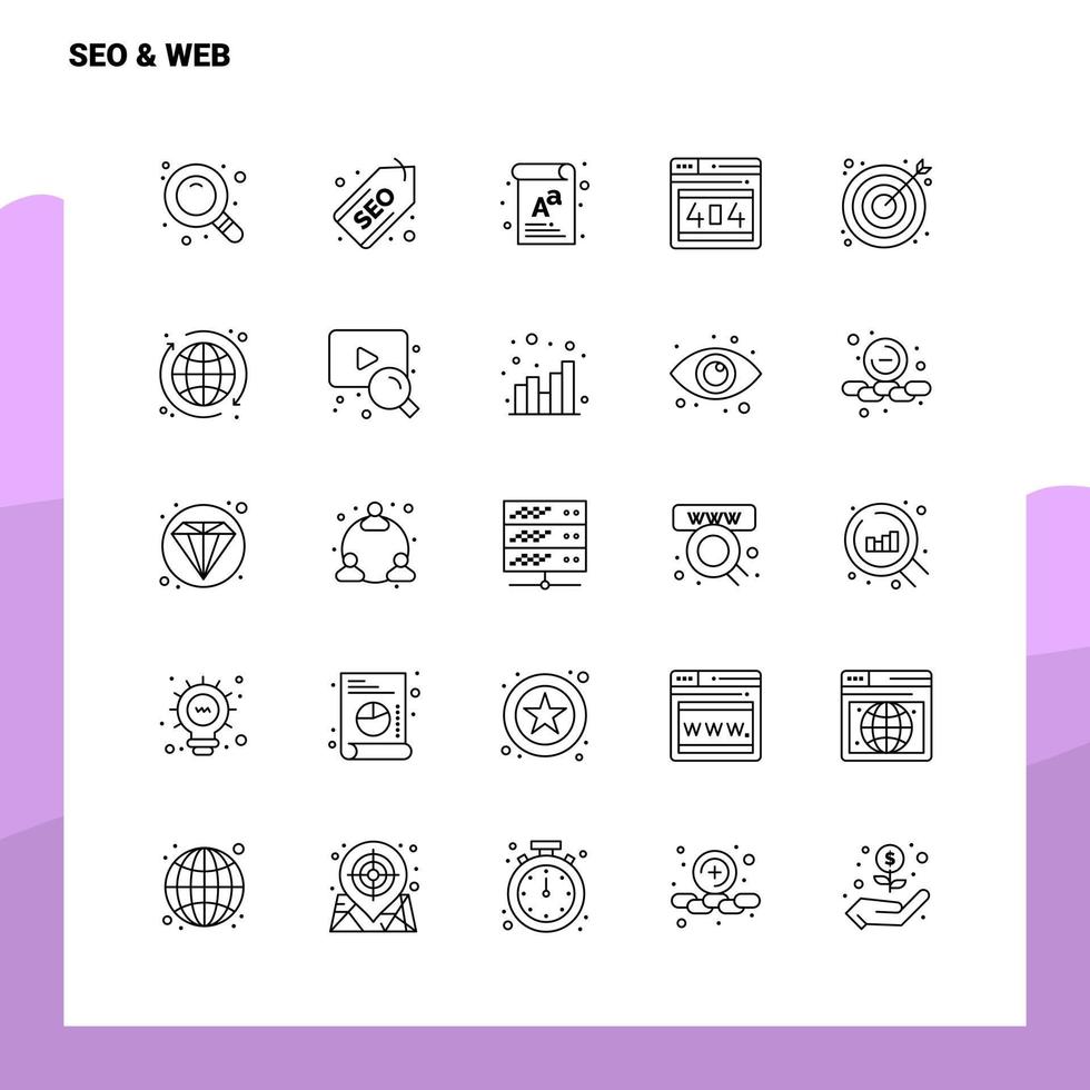 Set of Seo Web Line Icon set 25 Icons Vector Minimalism Style Design Black Icons Set Linear pictogram pack