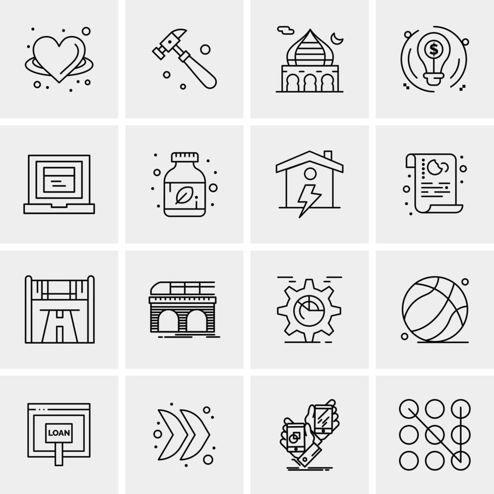 16 iconos de negocios universales vector ilustración de icono creativo para usar en proyectos relacionados con la web y dispositivos móviles