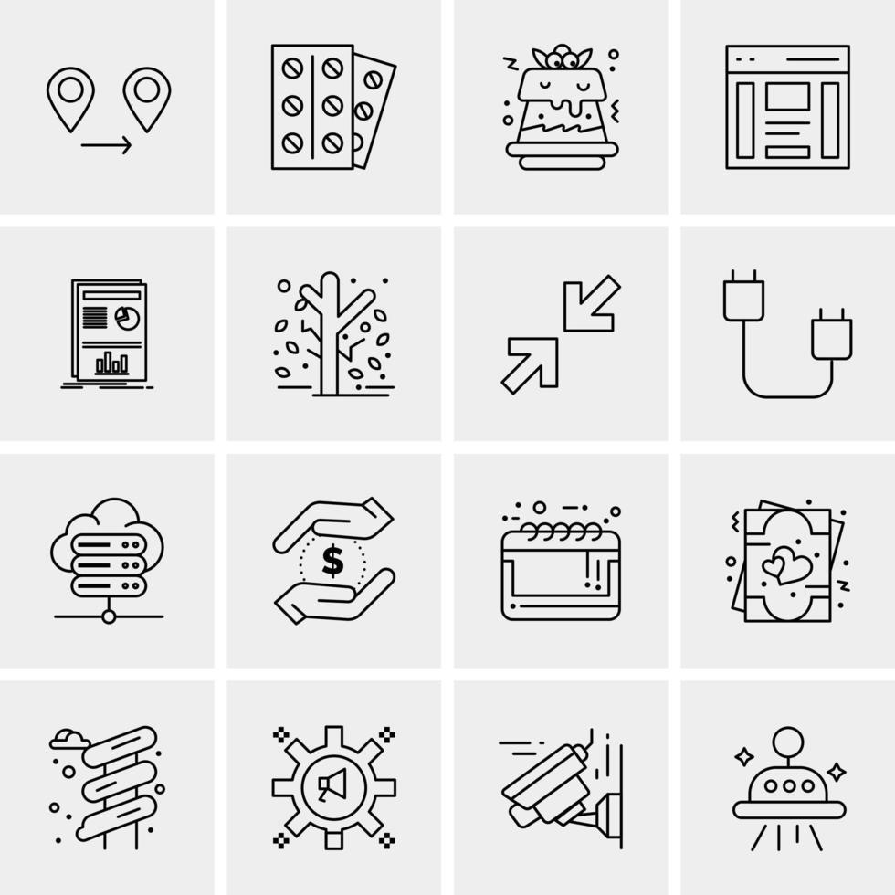 16 iconos de negocios universales vector ilustración de icono creativo para usar en proyectos relacionados con la web y dispositivos móviles