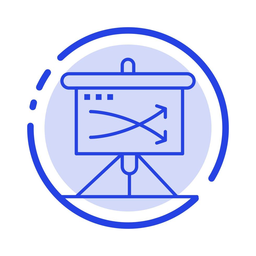 gráfico de planificación de plan de negocios estratégico icono de línea de línea punteada azul vector