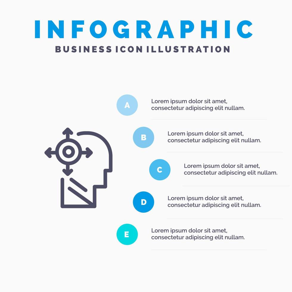 Mind Transform Yourself Head Line icon with 5 steps presentation infographics Background vector