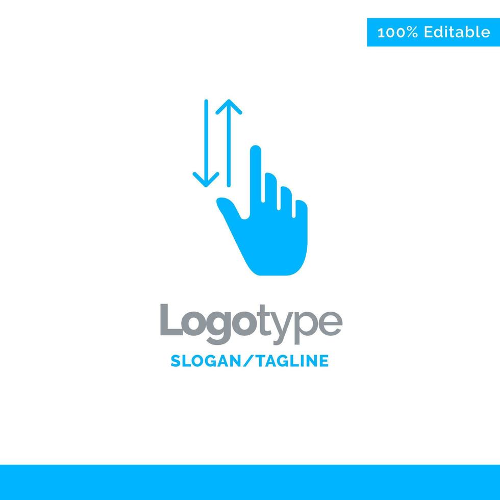 Finger Gestures Hand Up Down Blue Solid Logo Template Place for Tagline vector