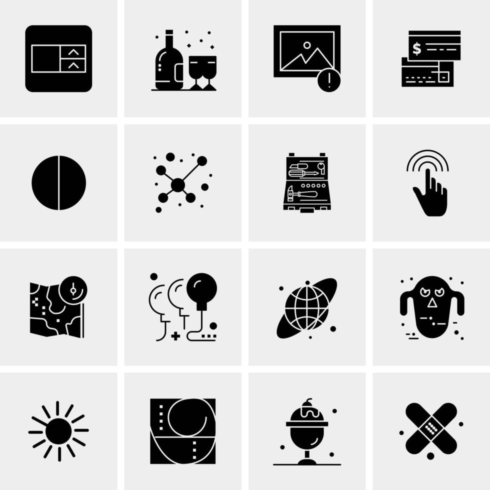 16 iconos de negocios universales vector ilustración de icono creativo para usar en proyectos relacionados con la web y dispositivos móviles