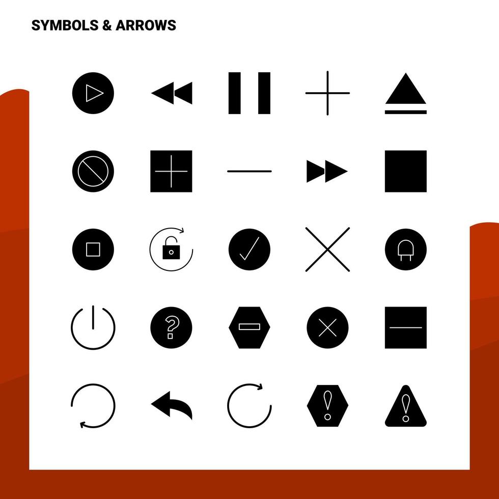 25 Symbols Arrows Icon set Solid Glyph Icon Vector Illustration Template For Web and Mobile Ideas for business company