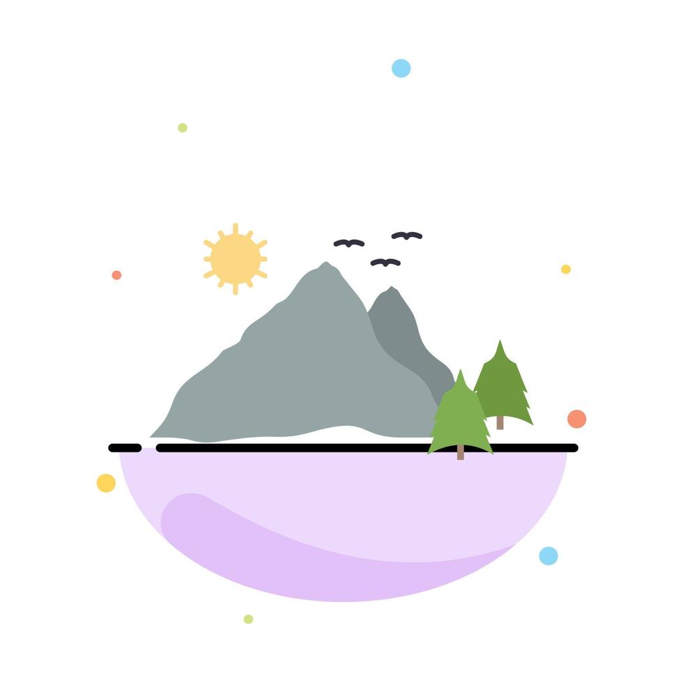 paisaje de montaña colina naturaleza escena color plano icono vector