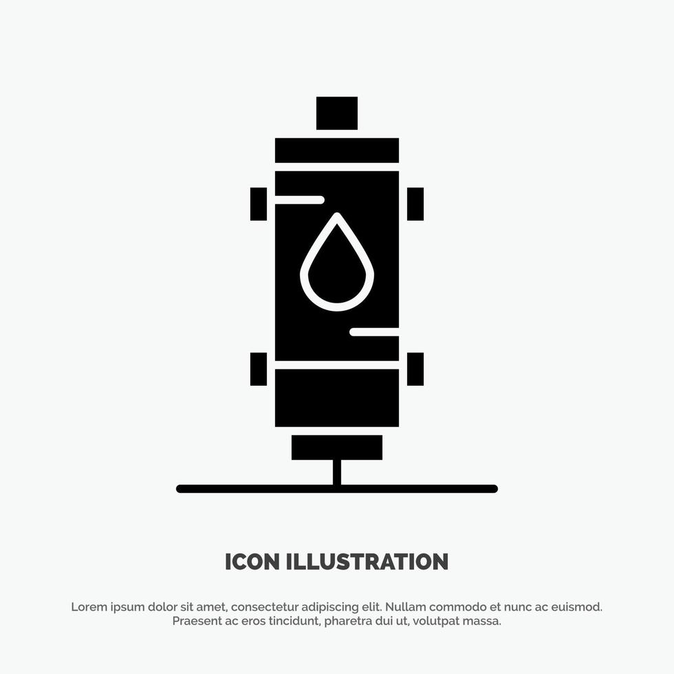 Heater Water Heat Hot Gas Geyser Solid Black Glyph Icon vector