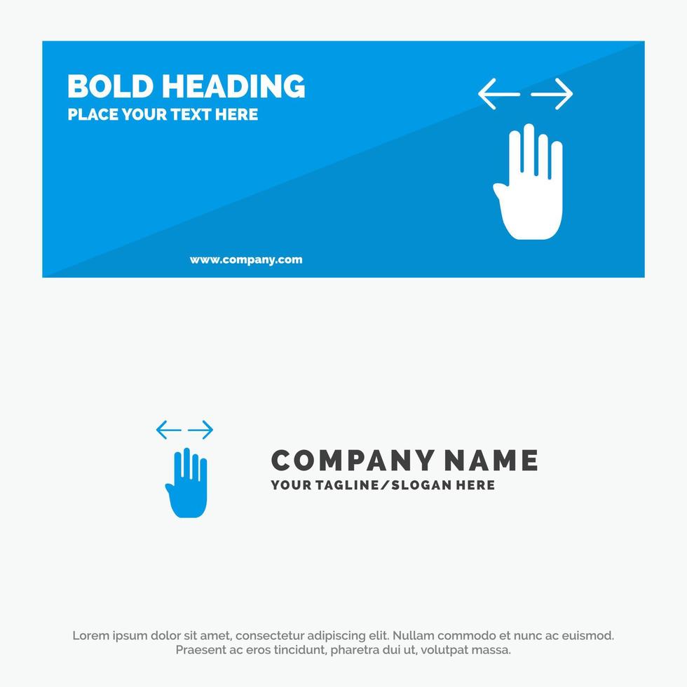 dedo de cuatro manos izquierda derecha icono sólido banner de sitio web y plantilla de logotipo de empresa vector