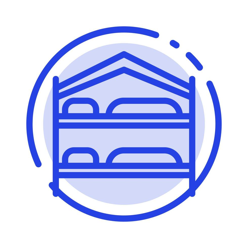 Bed Bedroom  Service Hotel Blue Dotted Line Line Icon vector
