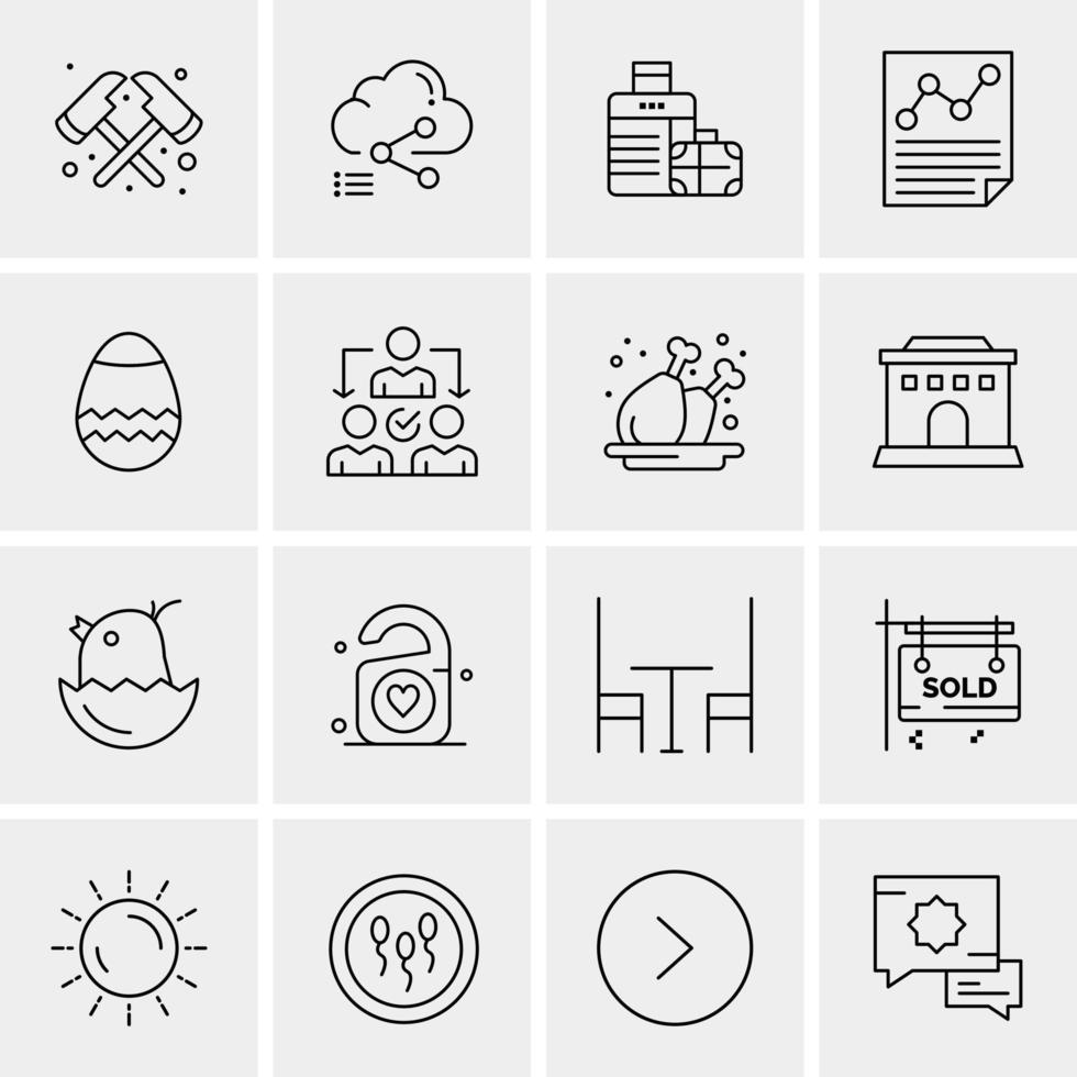 16 iconos de negocios universales vector ilustración de icono creativo para usar en proyectos relacionados con la web y dispositivos móviles