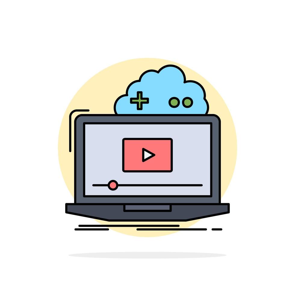 Cloud game online streaming video Flat Color Icon Vector