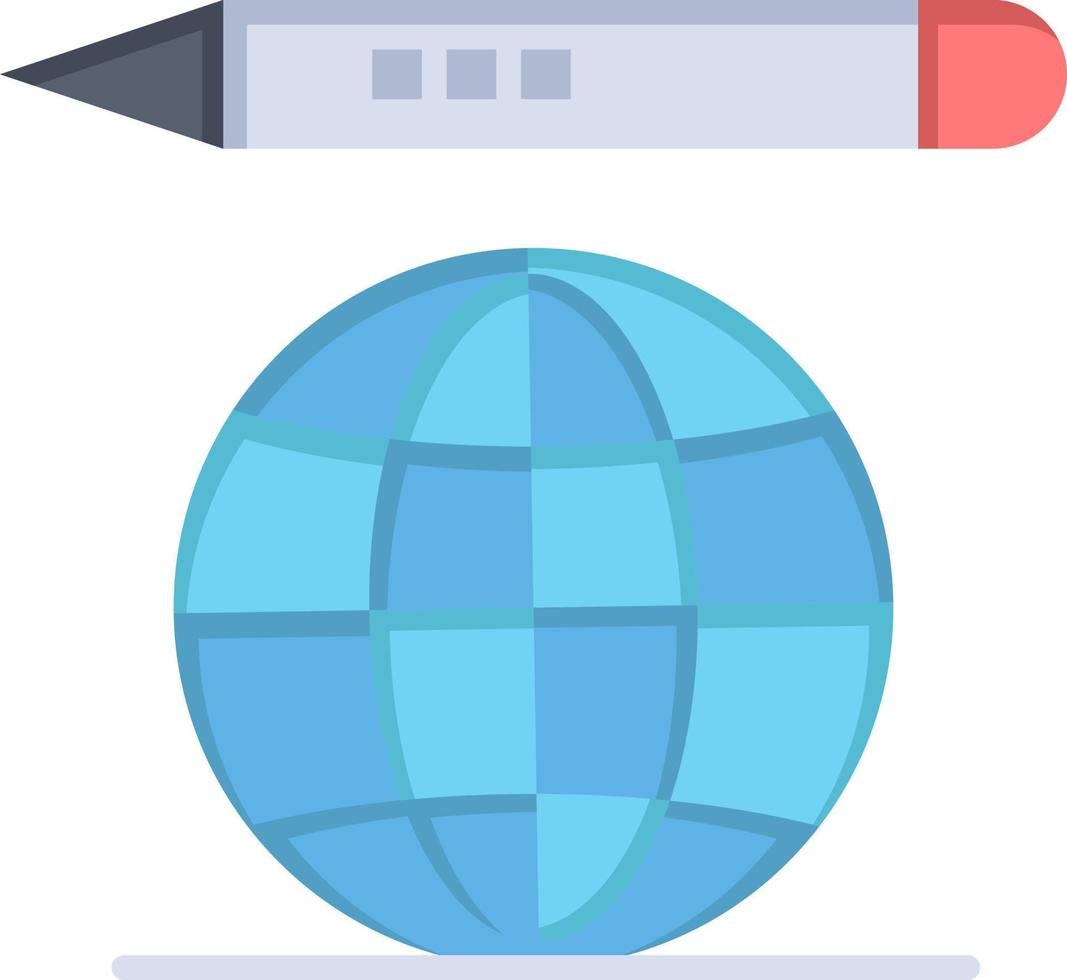 World Education Globe Pencil  Flat Color Icon Vector icon banner Template
