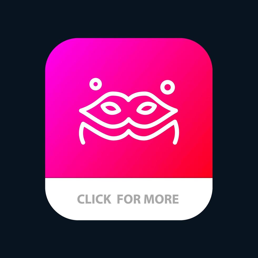 Costume Mask Masquerade Mobile App Button Android and IOS Line Version vector