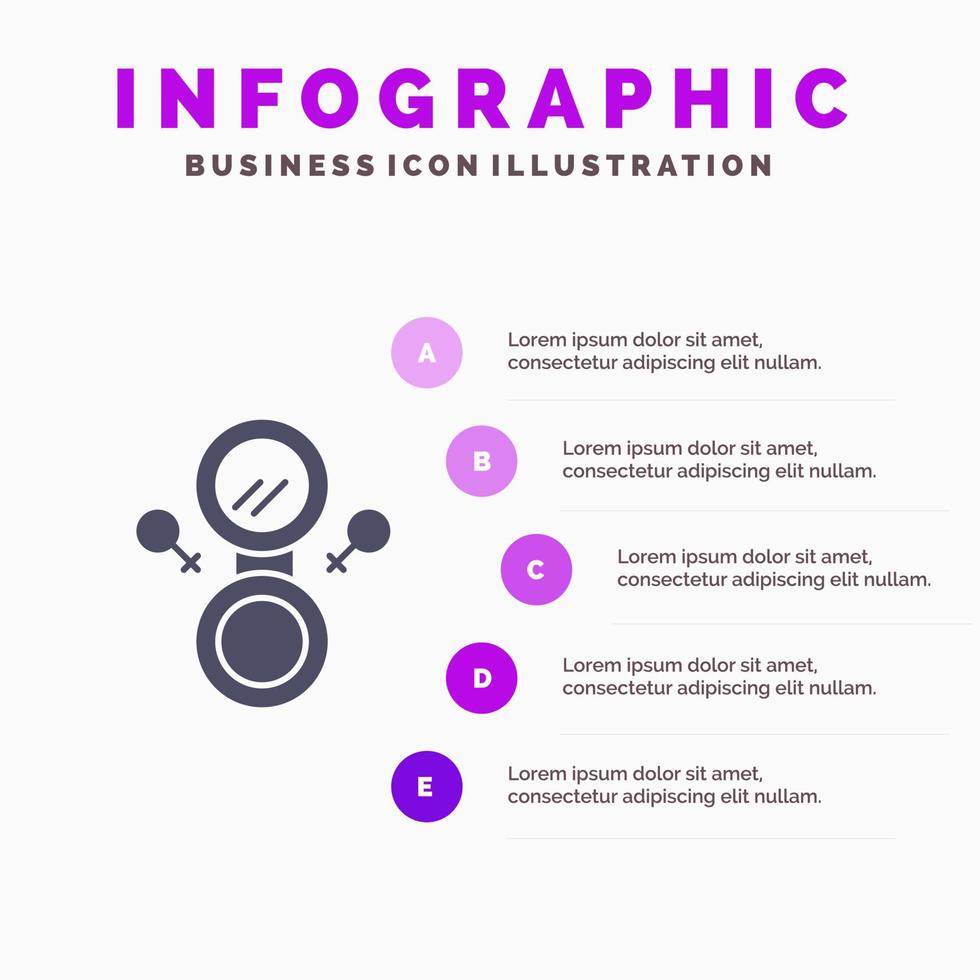 Mirror Eight Symbol Infographics Presentation Template 5 Steps Presentation vector