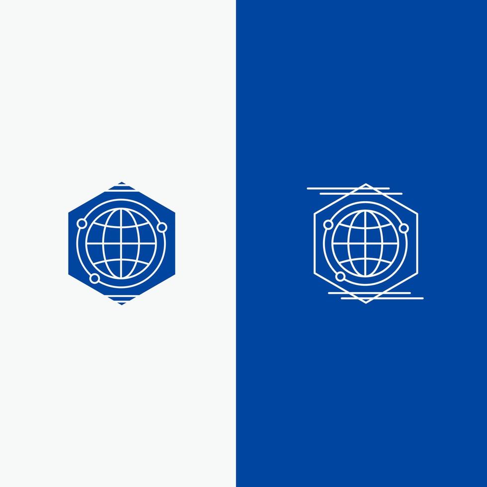 Globe Polygon Space Idea Line and Glyph Solid icon Blue banner Line and Glyph Solid icon Blue banner vector