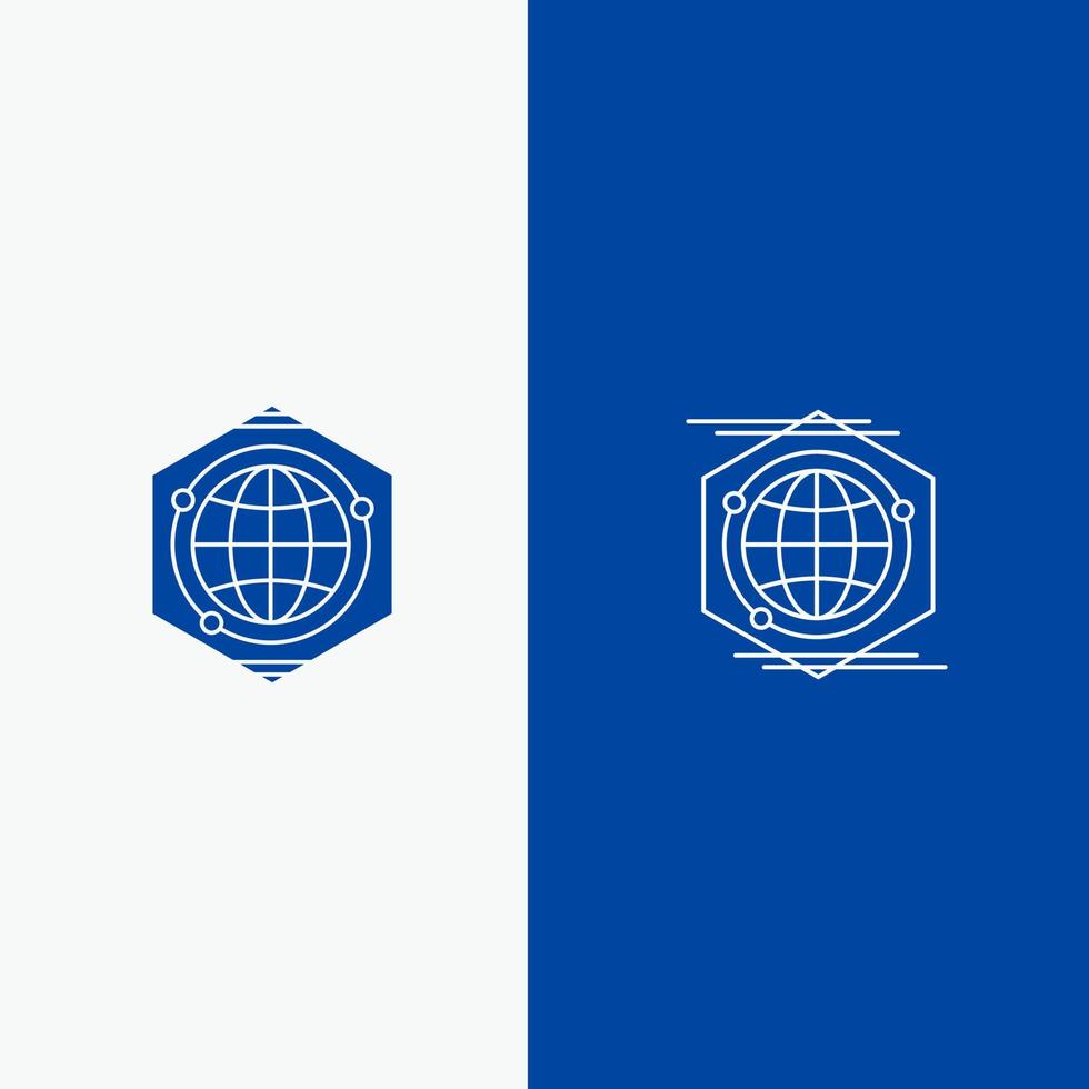 Globe Polygon Space Idea Line and Glyph Solid icon Blue banner Line and Glyph Solid icon Blue banner vector