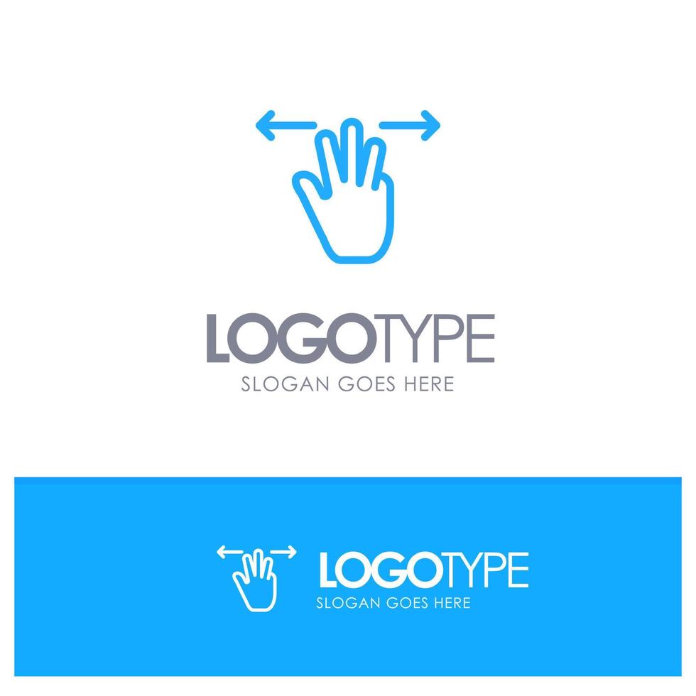 Gestures Hand Mobile Three Fingers Blue Outline Logo Place for Tagline vector