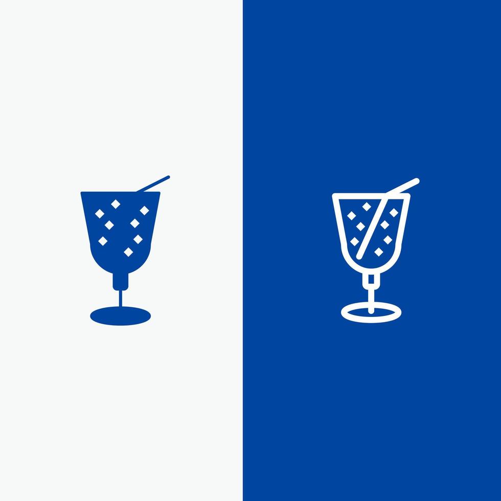 Beach Drink Juice Line and Glyph Solid icon Blue banner Line and Glyph Solid icon Blue banner vector