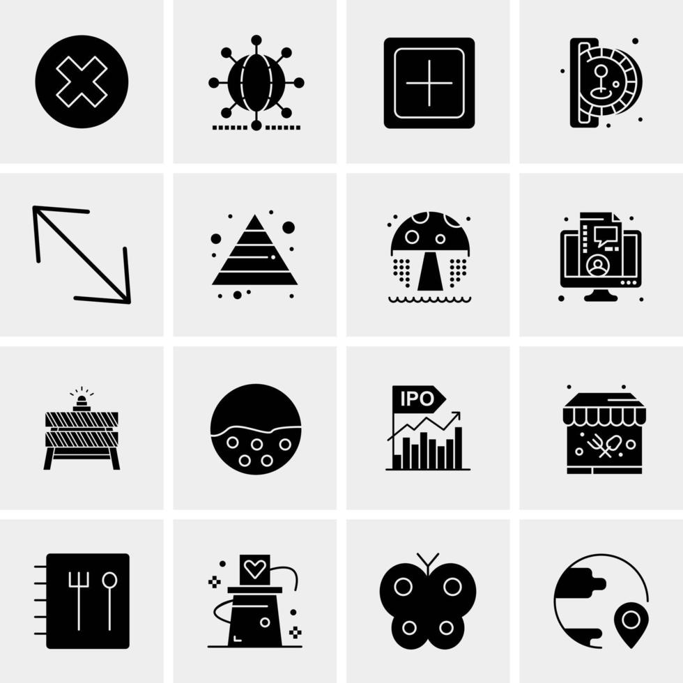 16 iconos de negocios universales vector ilustración de icono creativo para usar en proyectos relacionados con la web y dispositivos móviles