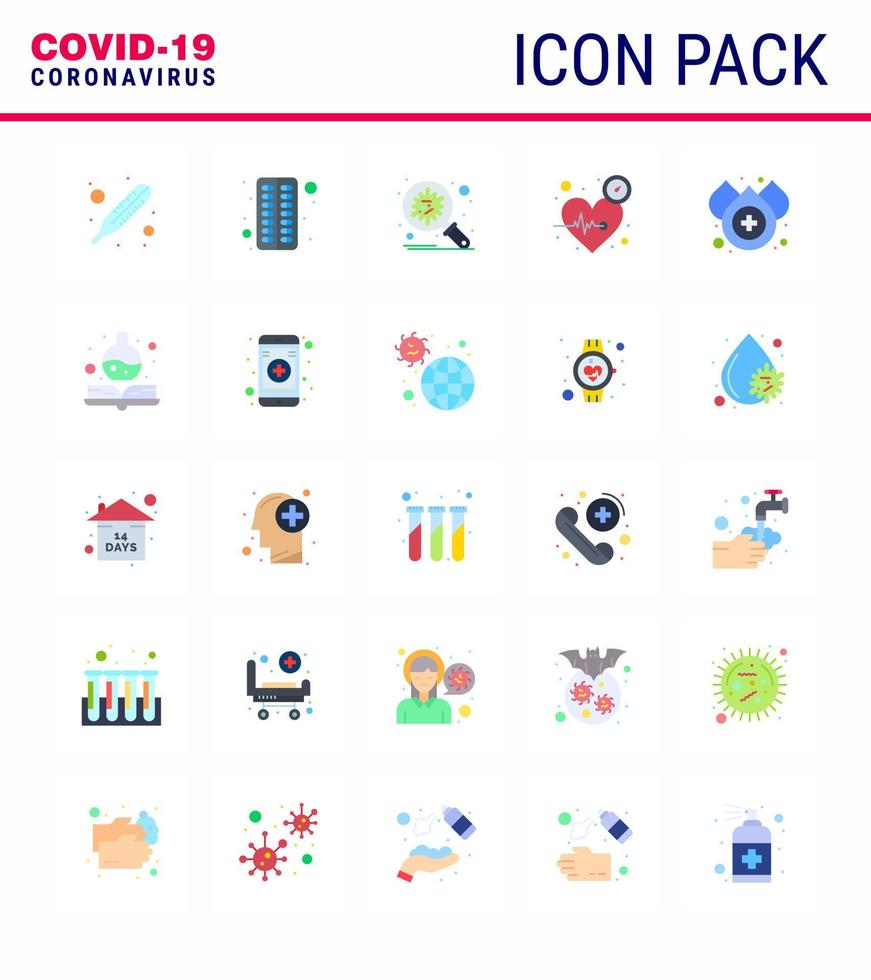 Simple Set of Covid19 Protection Blue 25 icon pack icon included blood time corona pulse beat viral coronavirus 2019nov disease Vector Design Elements