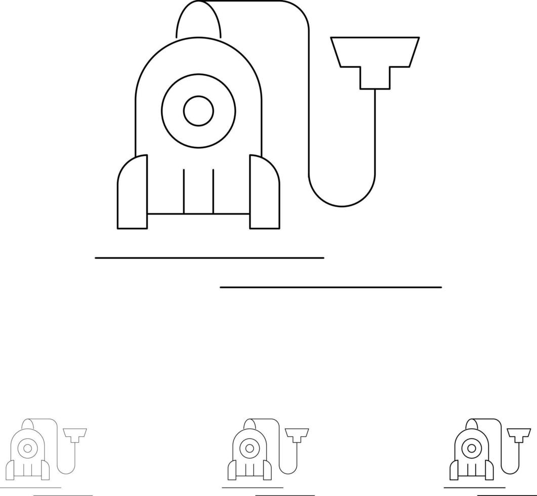 Vacuum Machine Hotel Cable Bold and thin black line icon set vector