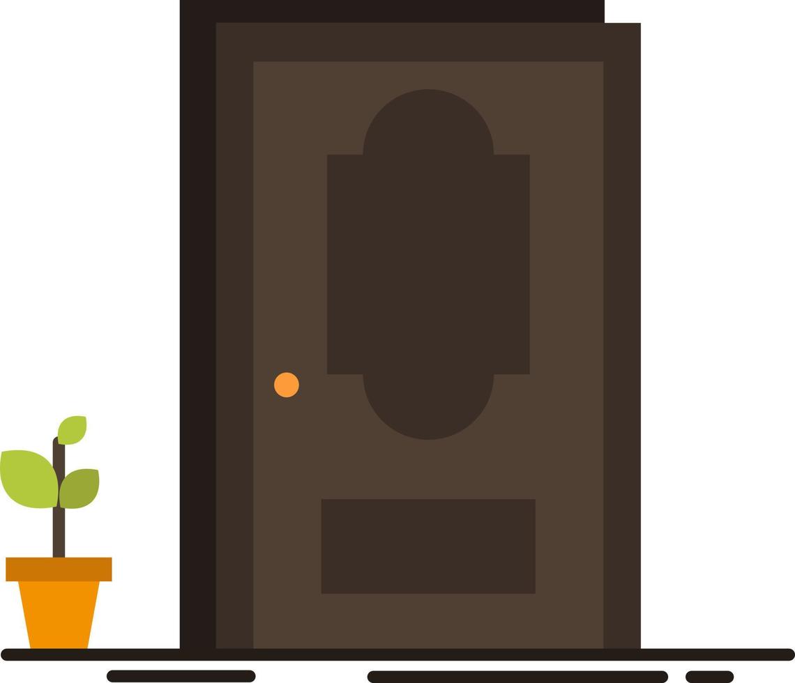 puerta cerrada madera planta color plano icono vector icono banner plantilla