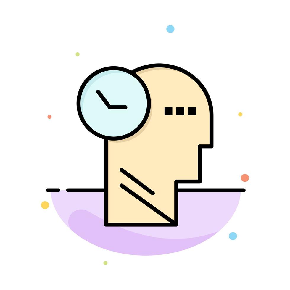 Time Mind Thoughts Head Abstract Flat Color Icon Template vector