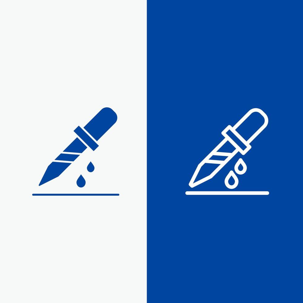 Drop Dropper Medical Medicine Line and Glyph Solid icon Blue banner Line and Glyph Solid icon Blue banner vector