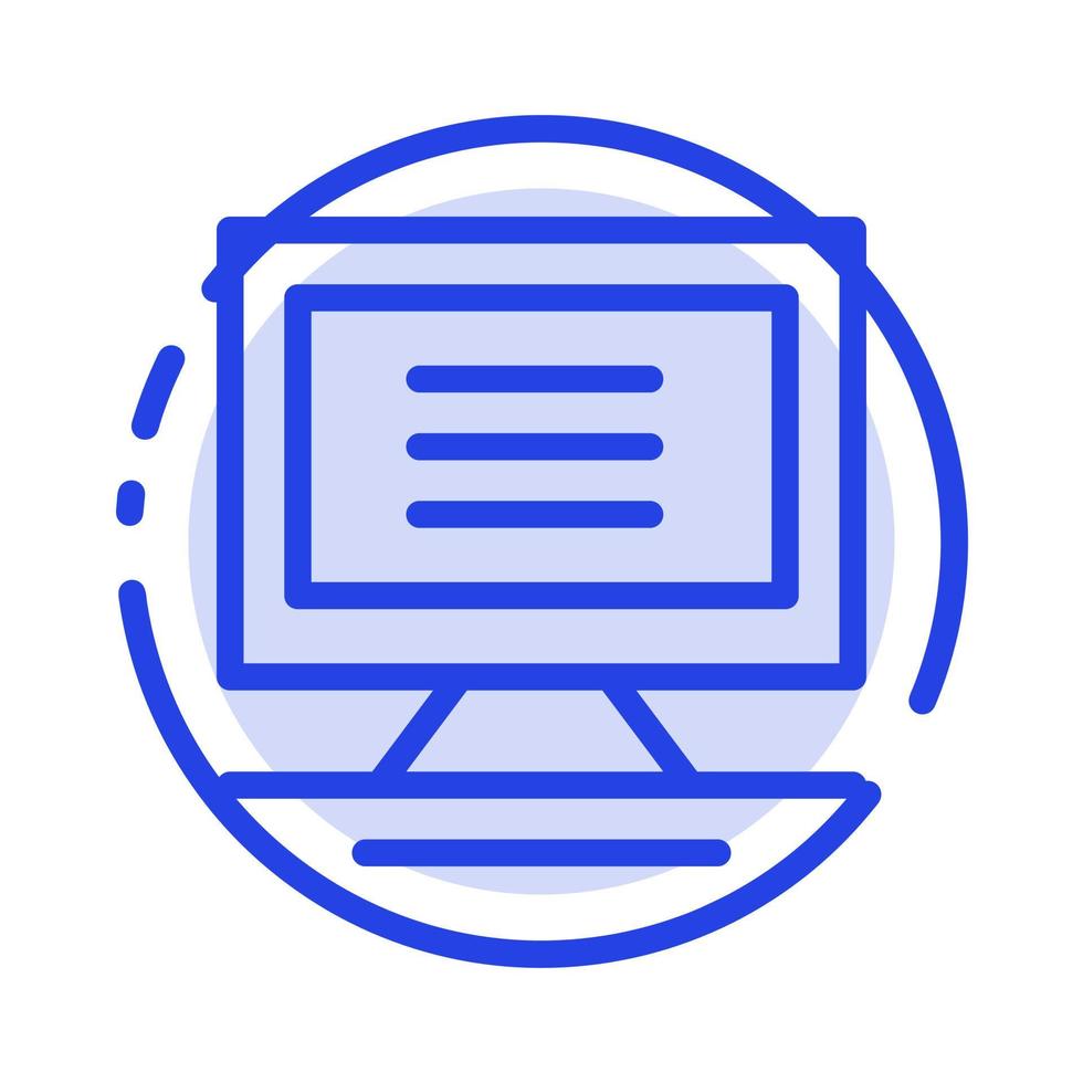 Monitor Computer Hardware Blue Dotted Line Line Icon vector