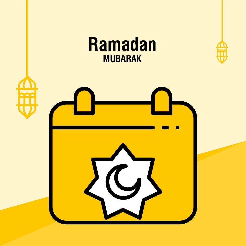 Ramadan kareem greeting template islamic crescent and arabic lantern vector illustration