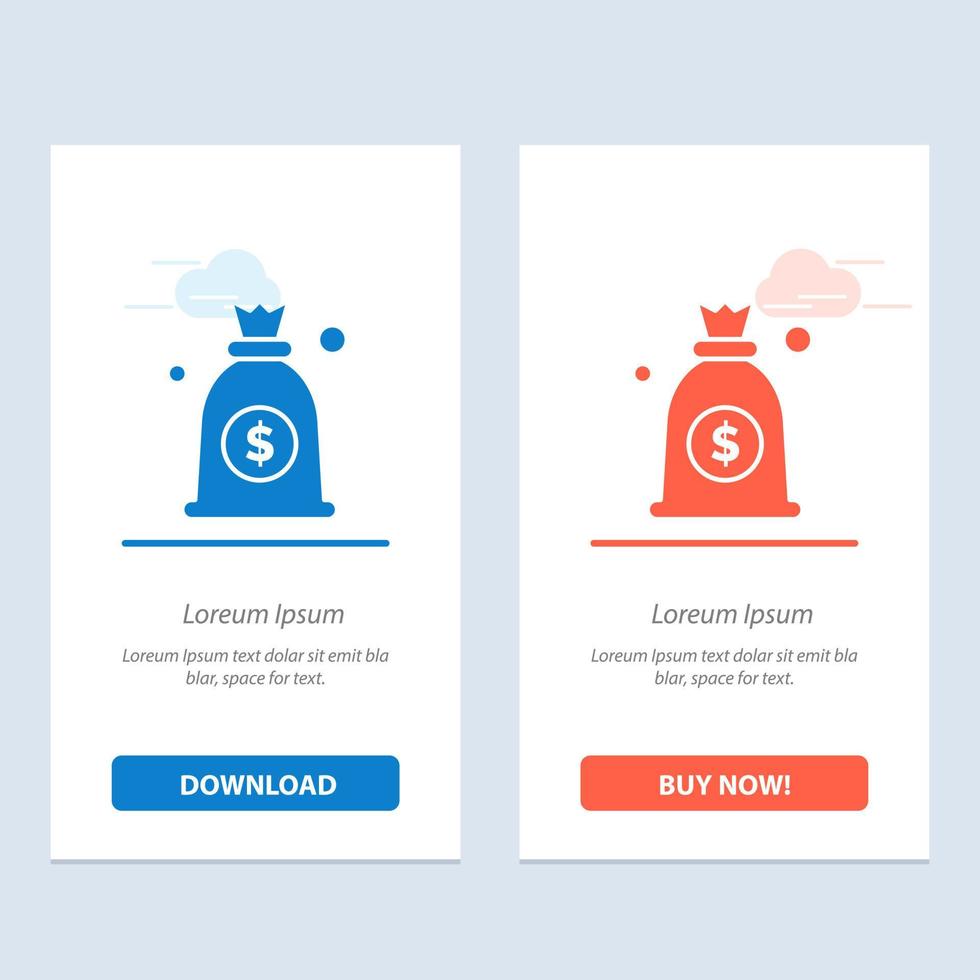 Dollar Money Bag  Blue and Red Download and Buy Now web Widget Card Template vector