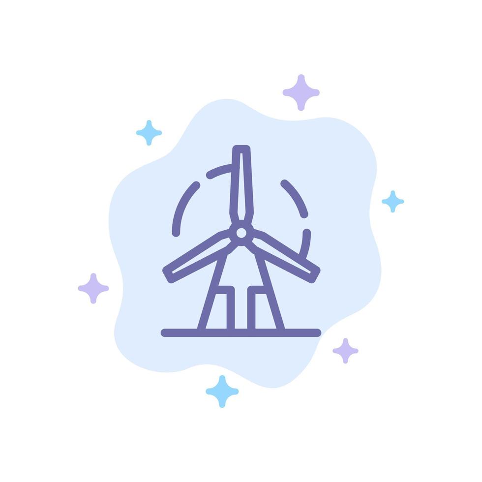 Clean Energy Green Power Windmill Blue Icon on Abstract Cloud Background vector