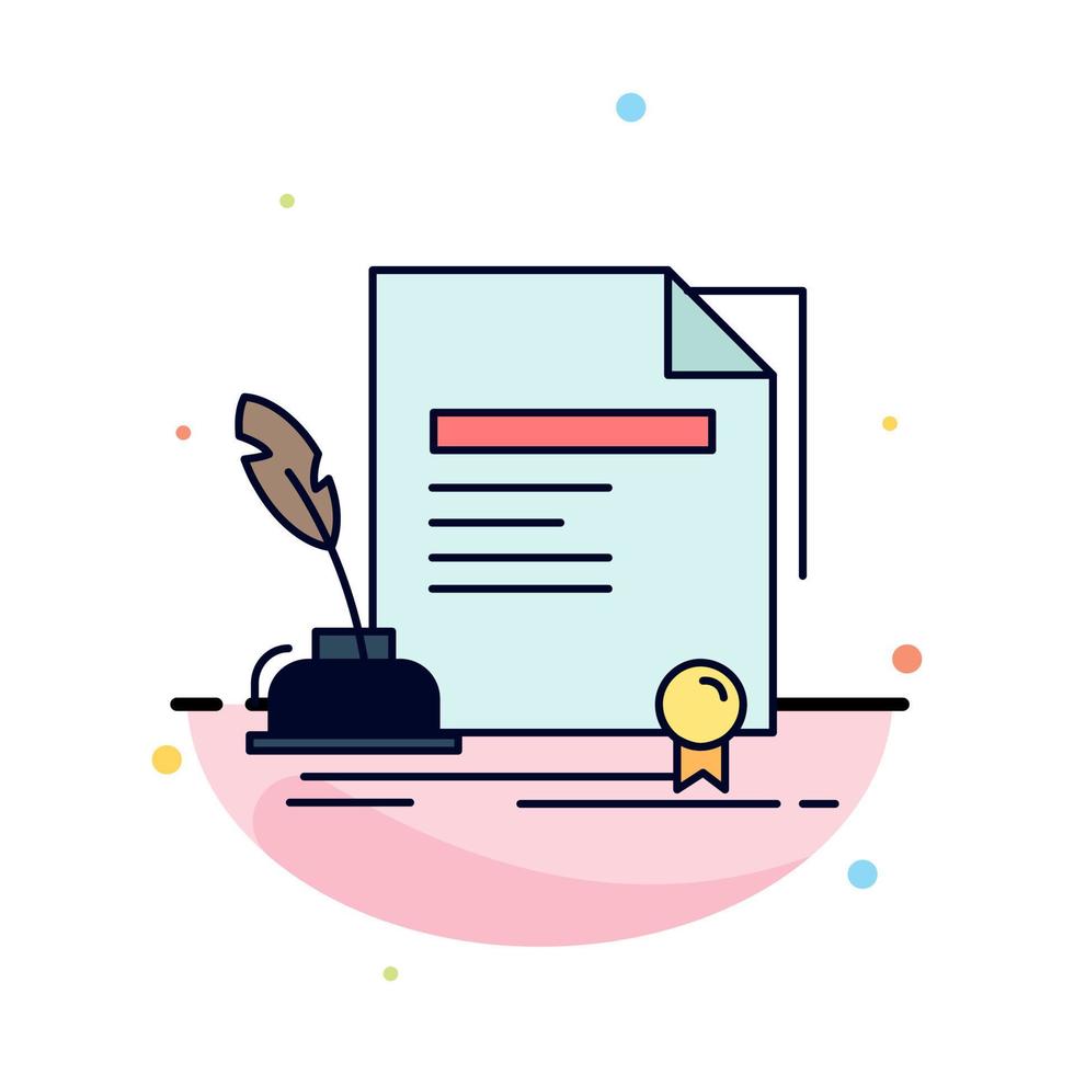 contract paper document agreement award Flat Color Icon Vector