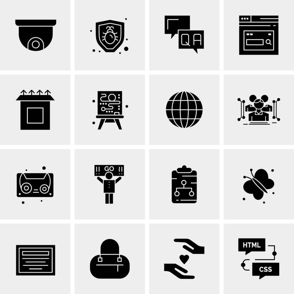 16 iconos de negocios universales vector ilustración de icono creativo para usar en proyectos relacionados con la web y dispositivos móviles