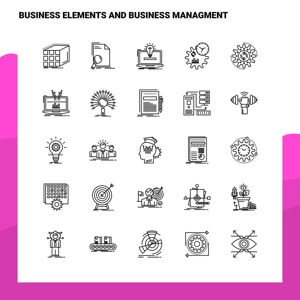 Set of Business Elements And Business Managment Line Icon set 25 Icons Vector Minimalism Style Design Black Icons Set Linear pictogram pack