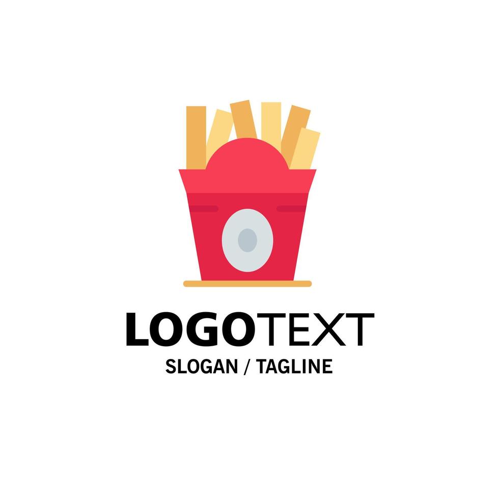 papas fritas comida rápida comida usa plantilla de logotipo de empresa color plano vector
