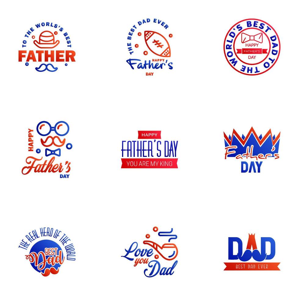 Happy fathers day 9 Blue and red Typography Fathers day background design Fathers day greeting card Editable Vector Design Elements