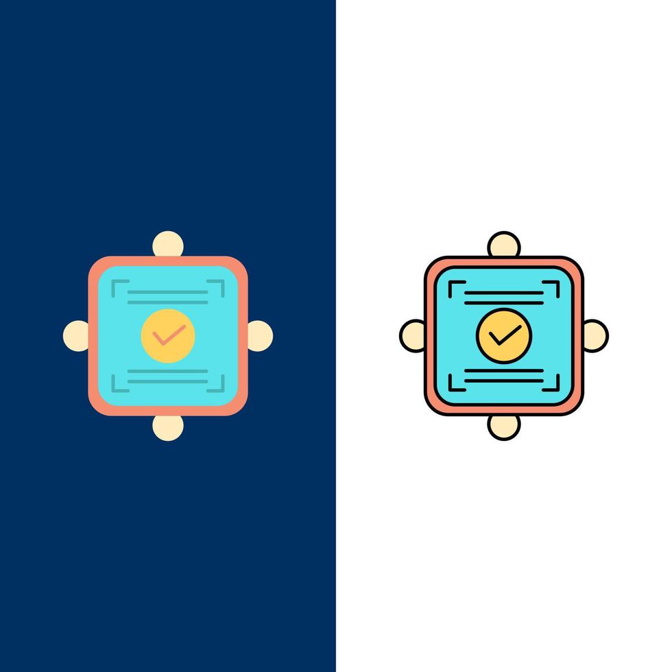Ok Report Card Agreement  Icons Flat and Line Filled Icon Set Vector Blue Background