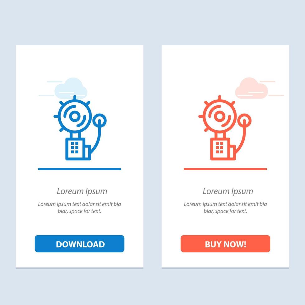 Alarm Alert Bell Fire Intruder  Blue and Red Download and Buy Now web Widget Card Template vector