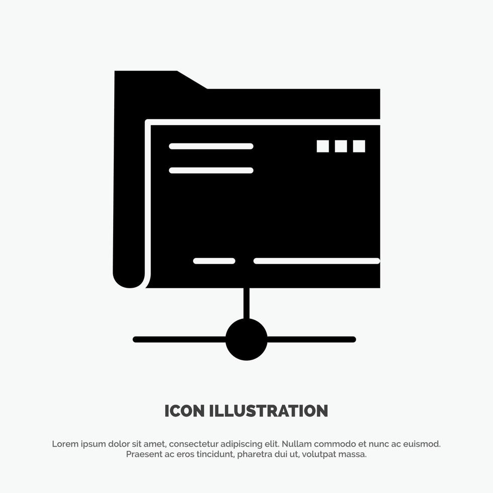Folder Data Server Storage Solid Black Glyph Icon vector