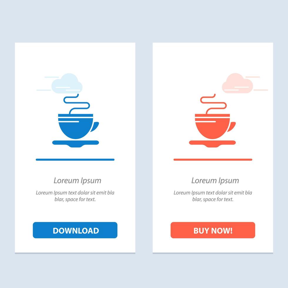 Tea Cup Coffee Hotel  Blue and Red Download and Buy Now web Widget Card Template vector